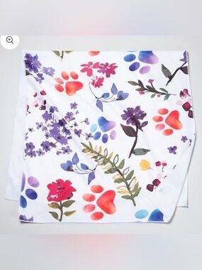 Sand-Free Floral Paws Microfiber Beach Towel With Drawstring Carry Bag